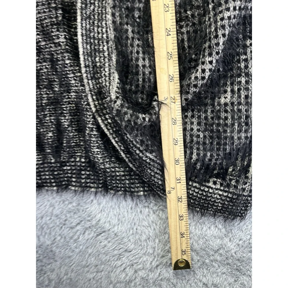 Vila Womens Small Open Dolman Sleeve Cardigan Black Ivory Fuzzy Cozy Oversized - Picture 7 of 11